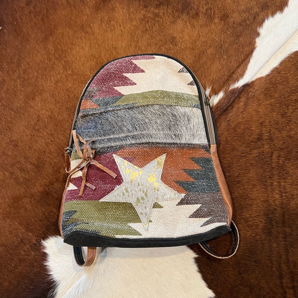 Western Cowhide Patterned Women's Backpack Myra Bag